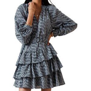 Banana Republic Preppy Blue Tiered Belted Long Sleeve Mini Dress